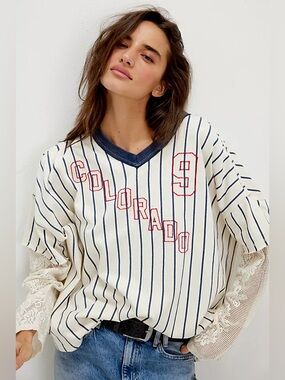 Free People We The Free Trevor Denver Baseball Jersey Tee
